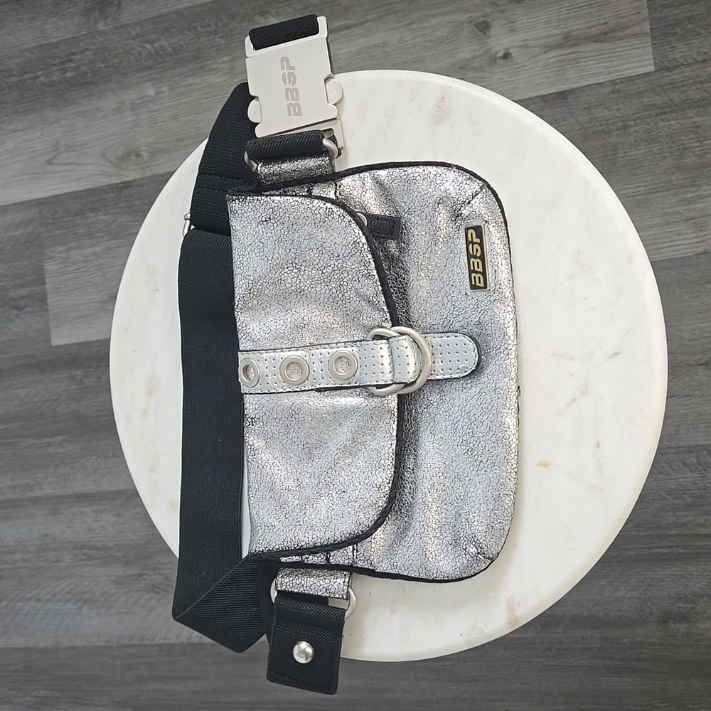 BEBE Sport Silver Fanny Pack